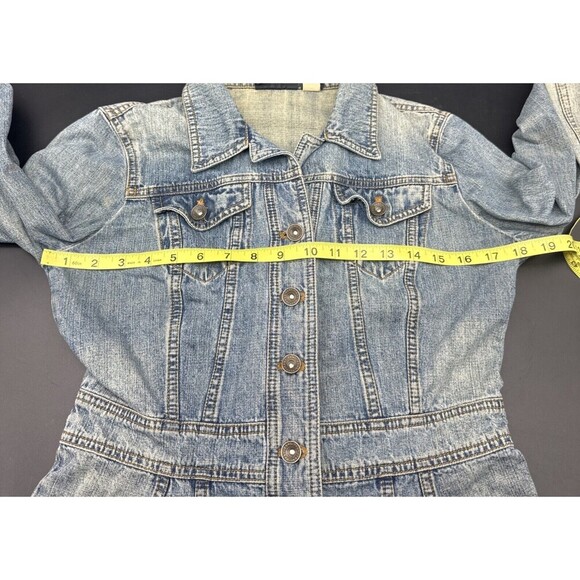 DKNY Womens Button Up Tailored Blue Medium Wash Denim Jacket Sz M - Picture 6 of 10